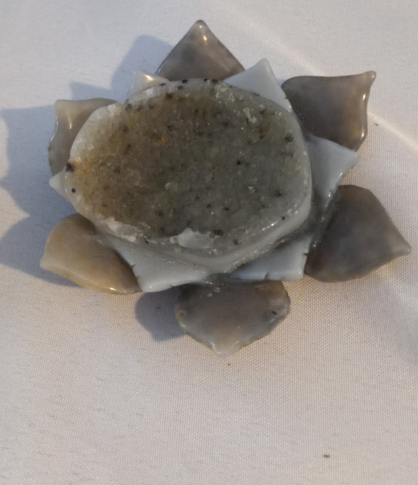 Druzy Agate Lotus with inclusions