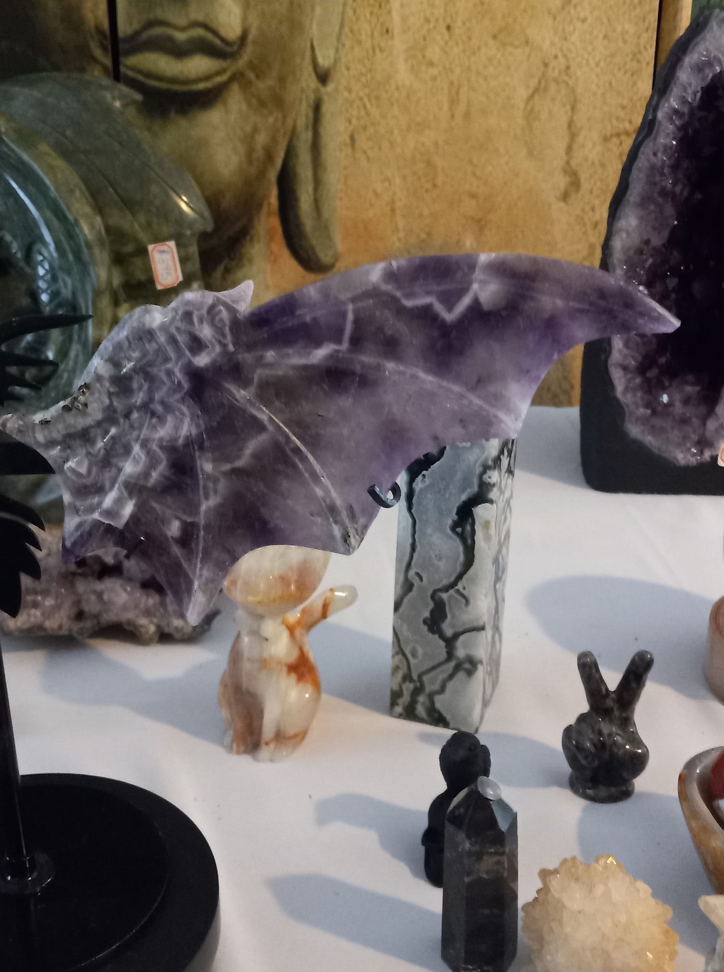 Dream amethyst dragon wings on stand