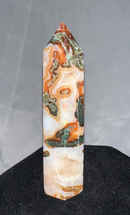 Red Moss Agate obelisk