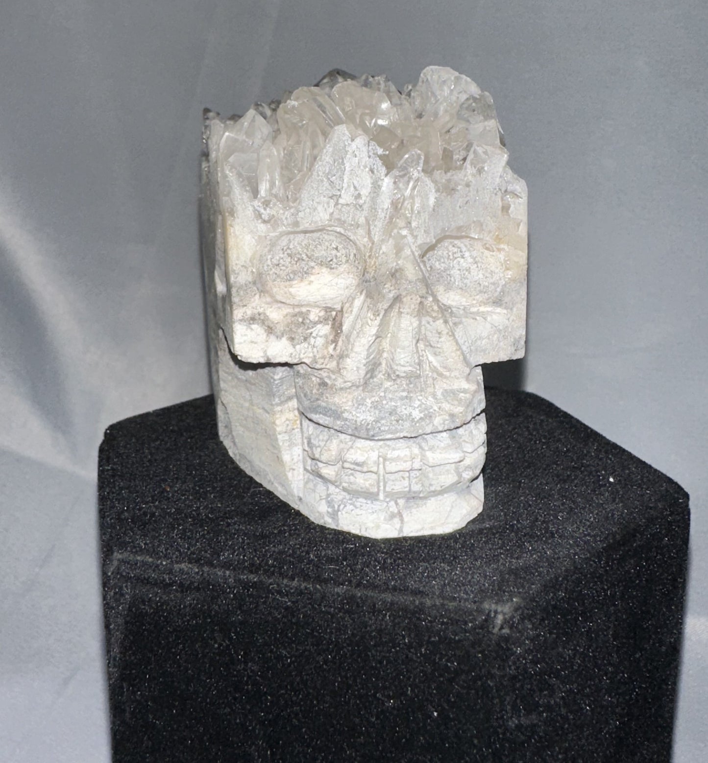 Natural quartz carved skull